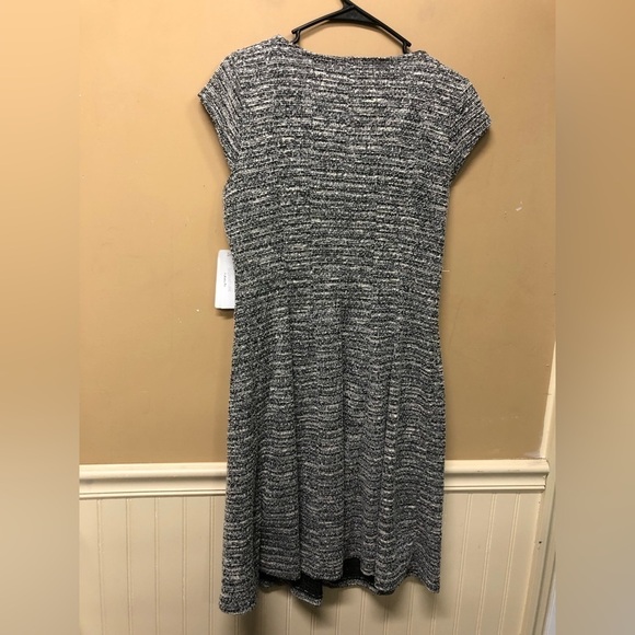 Signature by Robbie Bee Black White Silver Tweed Dress Size L NWT - Picture 2 of 6
